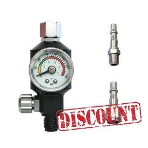 New Oil Mini Inline Air Filter + Air Pressure Regulator for Spray Gun Air Tools with 2 PCS 1/4 air connectors