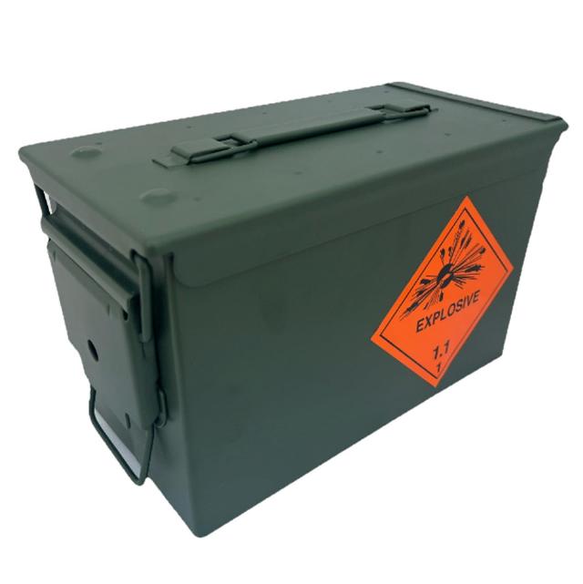 GREENZONE New .50 Cal Metal Military Army Ammo Tin with Stickers