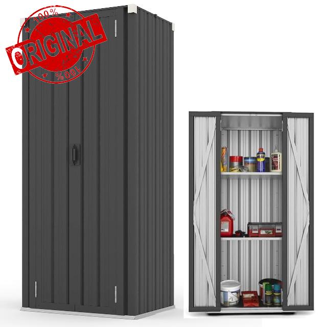 YODOLLA Tall Outdoor Garden Storage Cabinet with 3 Adjustable Shelves