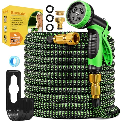 Flexible Retractable Water Hose with 10-Pattern Spray Nozzle