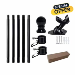 Adjustable Flag Pole Kit for Garden & House - 1.3 to 6.2 FT Heavy Duty Stainless Steel Flagpole with Wall Mount Bracket