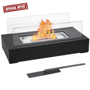 Indoor Tabletop Firepit Your Portable Indoor Outdoor Garden Fire Pit with Dancing Flames Modern Design and Robust Steel Base(Black)