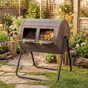 142L Tumbling Composter with 2 Doors & Metal Legs