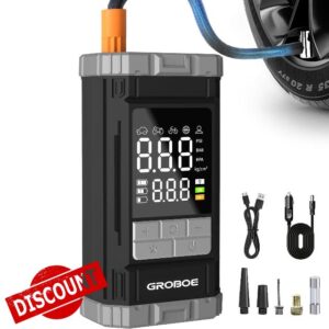 Tyre Inflator Air Compressor Portable Car Tyre Pump Cordless Car Air Pump with Digital Pressure Gauge 12V DC 150PSI Rechargeable Electric Bike Pump with Auto Shutoff for Bike Motorcycle Ball