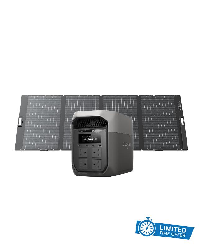 EF ECOFLOW Outdoor Generator DELTA 3 Max with 400W Bifacial Solar Panel