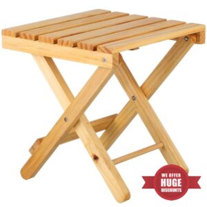 Alasum Wooden Folding Side Table Small Square Plant Stand Outdoor Picnic Beverage Table Portable Serving Desk for Garden Patio Use