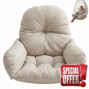 Egg Chair Cushion Replacement Thickened Round Egg Chair Cushion Machine Washable Outdoor Patio Swing Pad for Hanging Basket Indoor Outdoor Beige