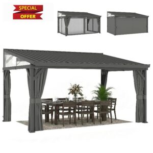 Outsunny 4.3 x 3 m Lean to Garden Pergola with Waterproof Galvanised Steel Roof