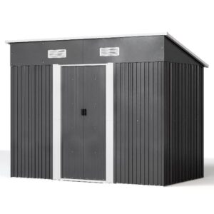 8 x 4 FT Metal Garden Shed with Base
