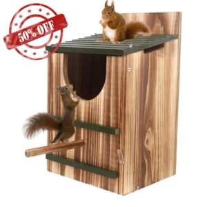 Owl Nesting Box | Wooden Shelter Waterproof | Carbonized Squirrel Nesting Box