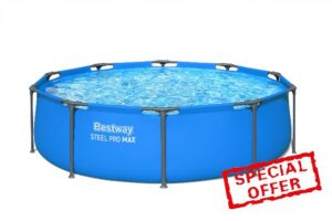 Bestway Steel Pro Max Round Frame Swimming Pool 10 ft with Filter Pump