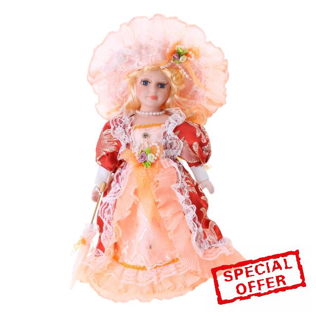 Victorian Porcelain Doll Female Reborns with Gowns Rural Home Decorative Ceramic Festival House Table Decors for Decors