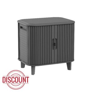 Keter Velo 113L Storage Cabinet – Grey | Stackable Space‑Saving Design | Weather‑ & UV‑Resistant Resin | Smooth Sliding Doors | Sleek Modern Style | Built‑In Handles | Quick 30‑Minute Assembly