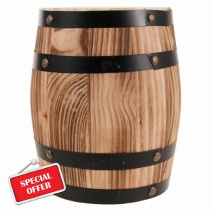 Vintage Wooden Whiskey Barrel Stool Mid- Finish Table for Garden Patio Balcony Lawn and Seating