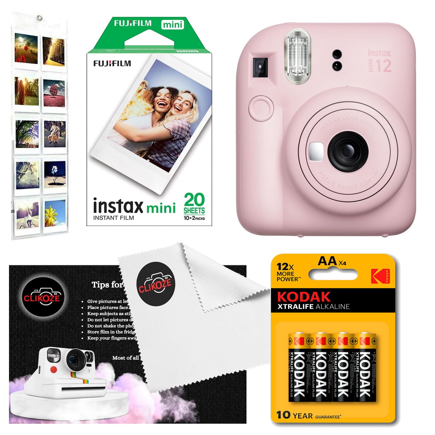 Clikoze Lens Cloth and Instant Photography Tips Card (Pink)