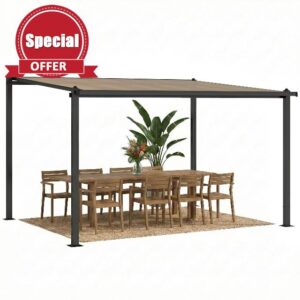 Outsunny 3.6 x 3 m Lean to Garden Pergola with Waterproof Polycarbonate Roof