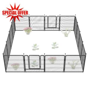 FXW Garden Fence Outdoor for the Yard – 80cm(H) x 1109cm(L) Heavy Duty Metal Animal Barrier for Dog and Rabbit