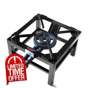 RDK Heavy Duty Cast Iron LPG Propane Gas Burner Boiling Ring – Commercial Catering Stove & Outdoor Camping Cooker – Single/Double/Triple/Quad Burner Options (2 Key)