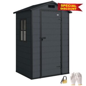 Outsunny 4 x 3 ft Plastic Garden Shed with Floor