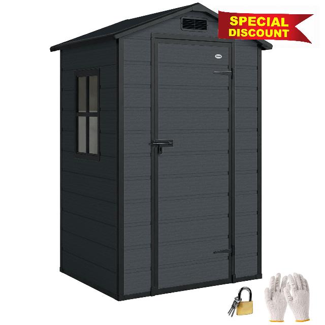 Outsunny 4 x 3 ft Plastic Garden Shed with Floor