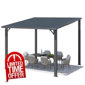 YODOLLA 3x3m Aluminium Lean-to Gazebo