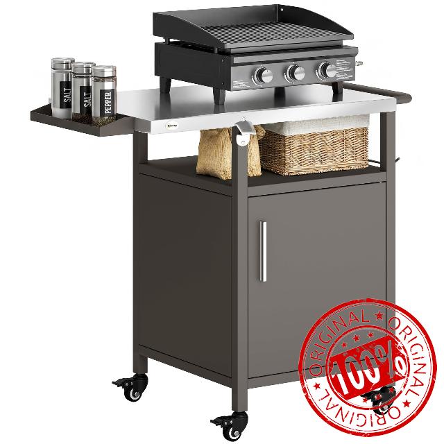 Outsunny Outdoor Grill Cart with Stainless Steel Tabletop