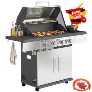 Outsunny 4+1 Burner Gas BBQ Grill