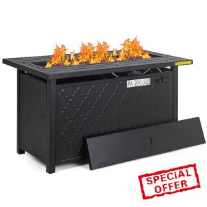PHI VILLA Gas Smokeless Fire Pit Table for Garden