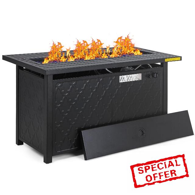 PHI VILLA Gas Smokeless Fire Pit Table for Garden
