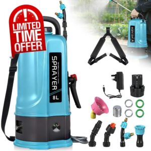 8L Electric Garden Sprayer Battery Powered Weed Sprayer with Adjustable Shoulder Strap