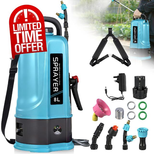 8L Electric Garden Sprayer Battery Powered Weed Sprayer with Adjustable Shoulder Strap