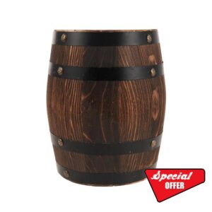Vintage Oak Barrel Stool Compact Retro Wooden Whiskey Side Table for Garden Patio Balcony Farmhouse Lawn Decor Light Brown Bar Party Furniture