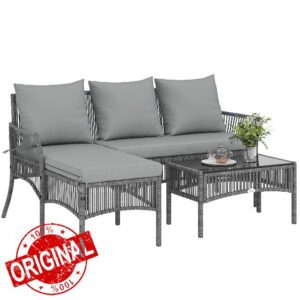Outsunny 4 Seater Rattan Garden Furniture Set
