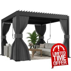 Outsunny 3 x 3 m Louvered Pergola with Adjustable Metal Louvred Roof