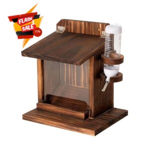for Outdoor Squirrels - Listed Squirrel Feeding Station for Walnuts Wall Mounted Water Bottle Accessory Wooden Wildlife | Ca