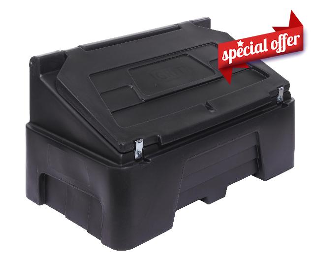 400L Black Grit Bin Rock Salt Durable Containers Ultra Heavy Duty