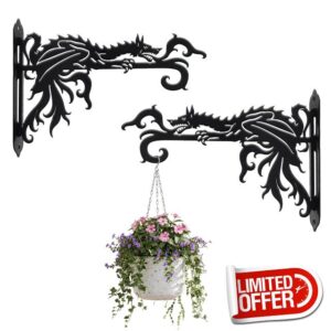 2 Pack-10inch Gothic Dragon Metal Wall Brackets for Hanging Plants