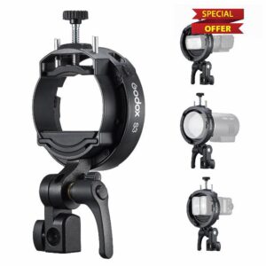 Godox S3-Type Speedlite Bracket Redesigned to be More Compact and to Speed up Lighting Setup Supports Bowens-Mount Modifiers for V100 V1Pro V860III AD300 AD200 AD1
