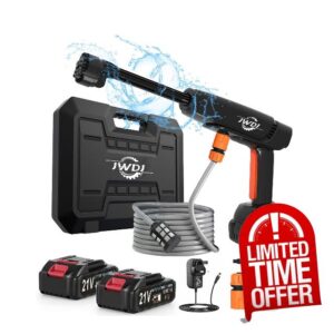 Portable Cordless Pressure Washer - 2 Pack Batteries 1200PSI 336l/h Cordless Power Washer Battery Operated with 6-in-1 Nozzle