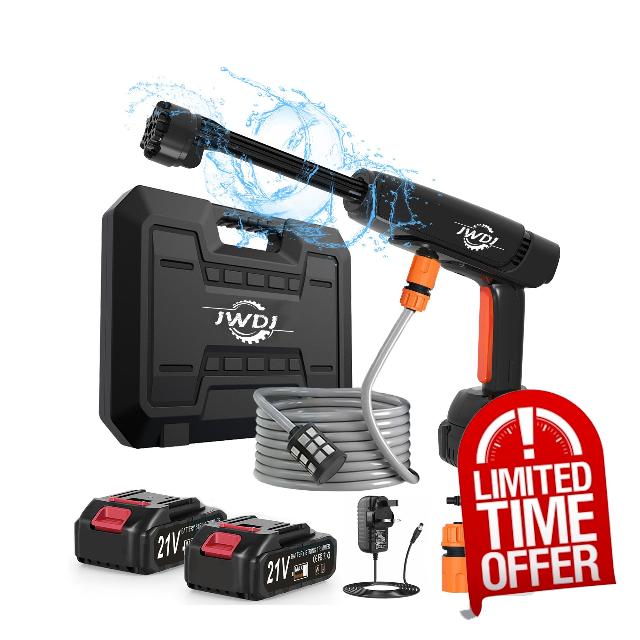 Portable Cordless Pressure Washer - 2 Pack Batteries 1200PSI 336l/h Cordless Power Washer Battery Operated with 6-in-1 Nozzle