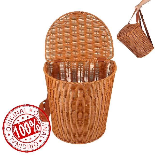 Rustic Basket Backpack with Lid