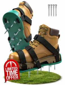 Lawn Aerator Shoes with Dual Straps On Instep Heavy Duty Spiked Aerating Sandals Shoes for Effective Aerating Universal Size Pre-Assembled Lawn Scarifier for Lawns Yar Garden Grass