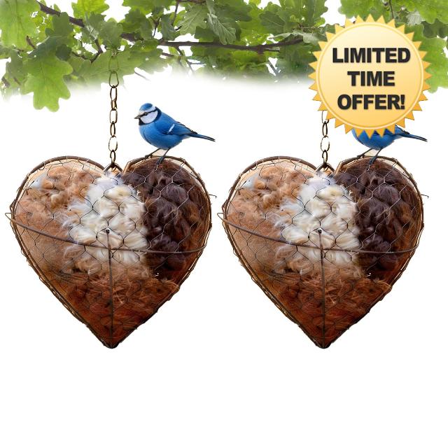 Handmade Fiber Bird Nesting Heart