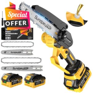 Mini Chainsaw Cordless 6&8 Inch - Brushless Electric Chain Saw with 2x4.0Ah Batteries to Cut Wood