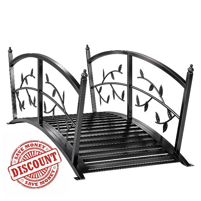 Outsunny 1.2M Metal Garden Bridge with Safety Railings