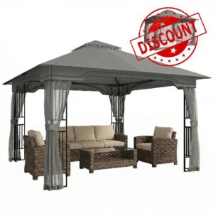 Outsunny 3.3 x 3.3 m Outdoor Garden Gazebo with Post Shelves