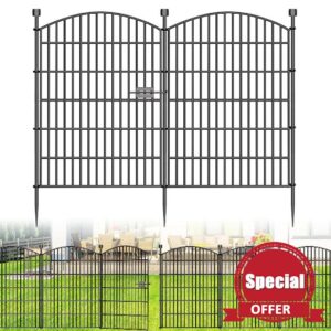 10 Panels No Dig Decorative Garden Fence with Gate - 102 cm (H) x 7.2 m (L)