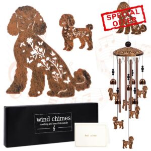 Poodle Wind Chimes for Outside - Dog Themed Wind Chimes Gifts for Women Men Cute Poodle Festival Metal Windchimes Outdoors Decor for Home Yard Patio Garden Birthday Memorial