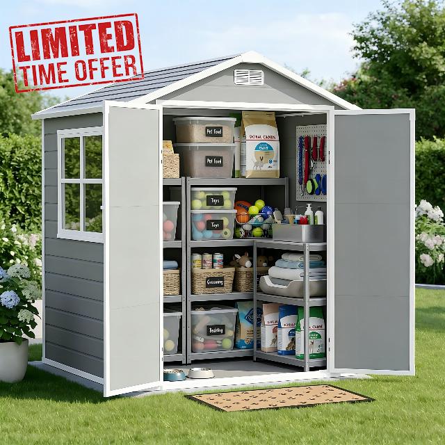 6x4FT Outdoor Plastic Shed (Floor Included)