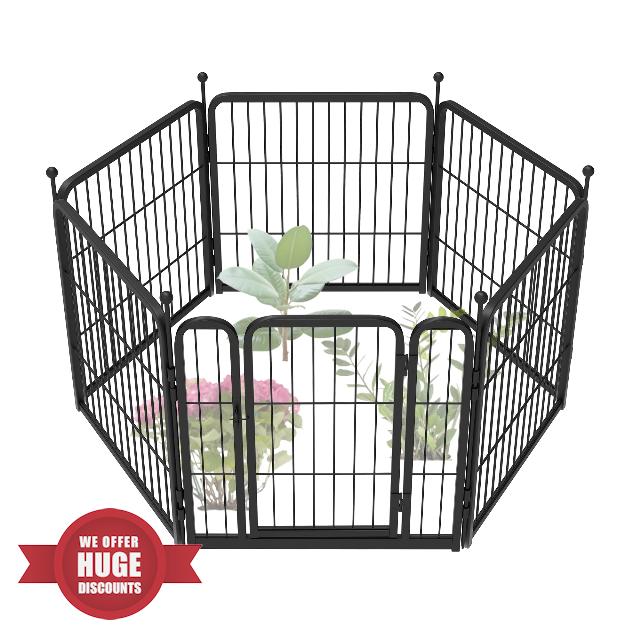 FXW Garden Fence Outdoor for The Yard – 60cm(H) x 347.5cm(L) Heavy Duty Metal Animal Barrier for Dog and Rabbit
